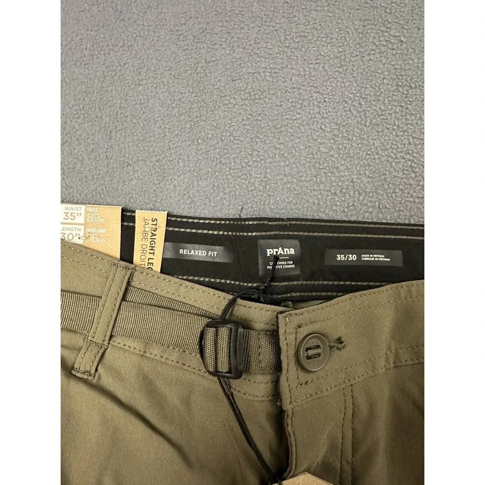 Prana Stretch Zion Pants II Men's Size 35x30 Relaxed Straight Fit Slate Green